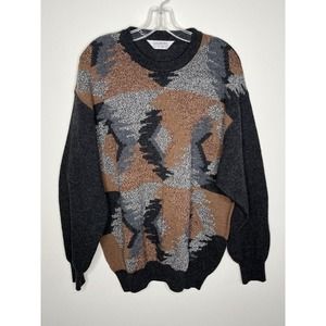 Vintage Dalmine Vomo Grandpa sweater Men's size Large Wool 90's Y2K Gray Brown